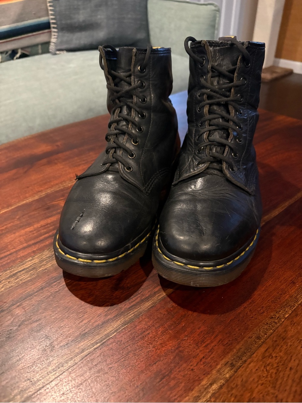 Vintage Dr. Martens Black Leather Lace-Up Boots - Made in England